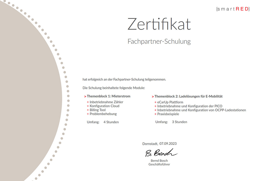 Zertifikat smartRED